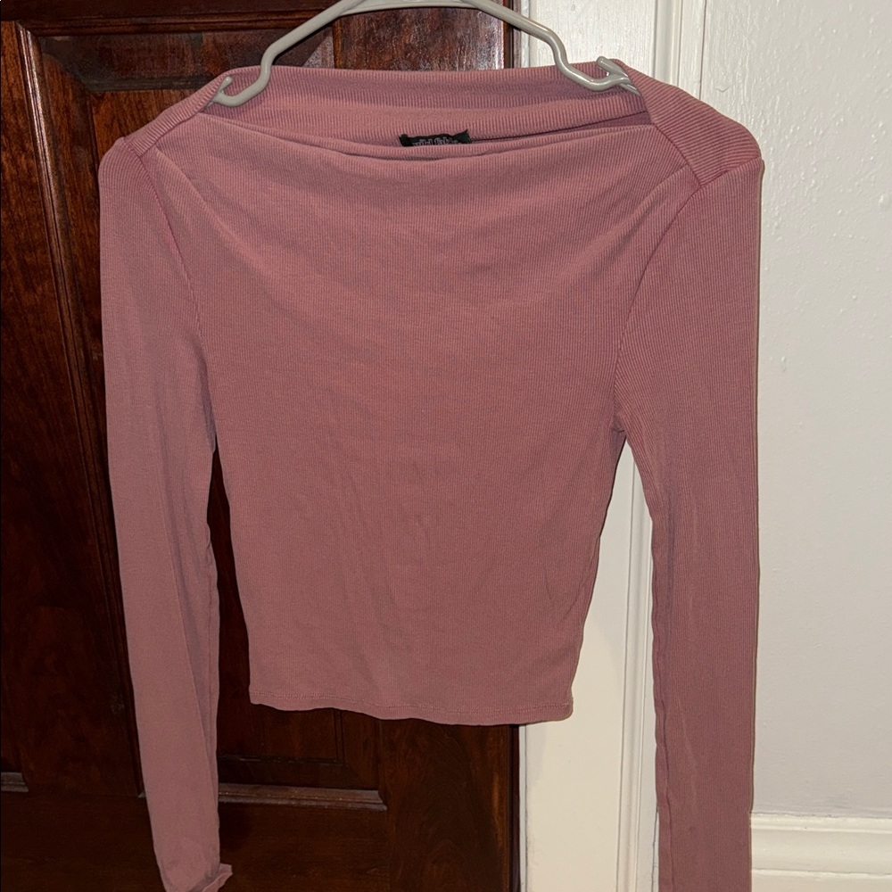 Wild Fable Dusty Rose Boatneck Long Sleeve Top